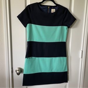 WHIT colorblock short sleeve dress navy blue and teal size S